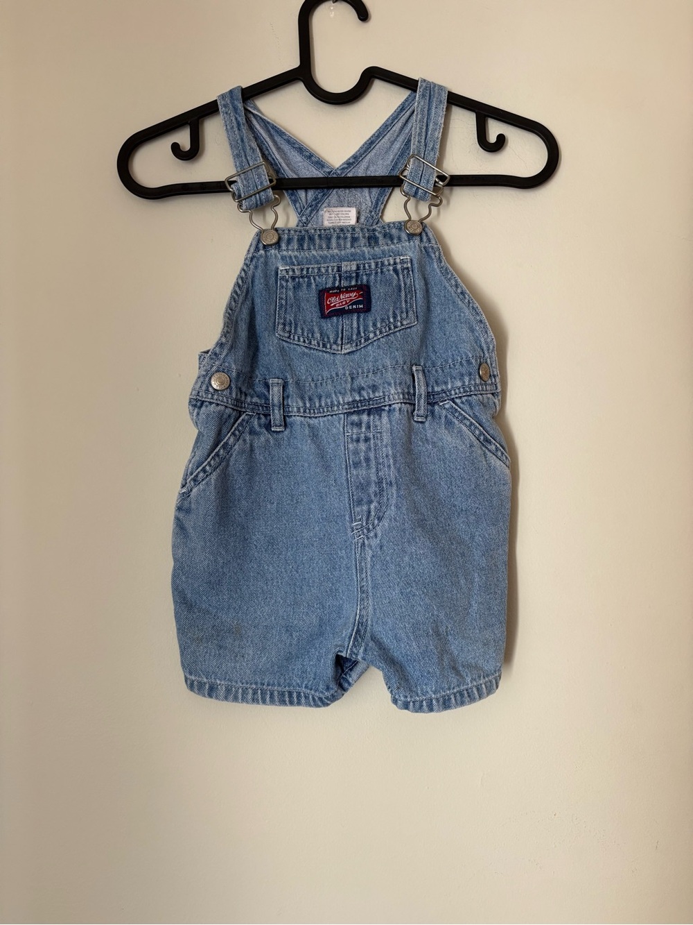 Vintage Old Navy Light Blue Denim Short Overalls for babies 100% cotton 18-24M